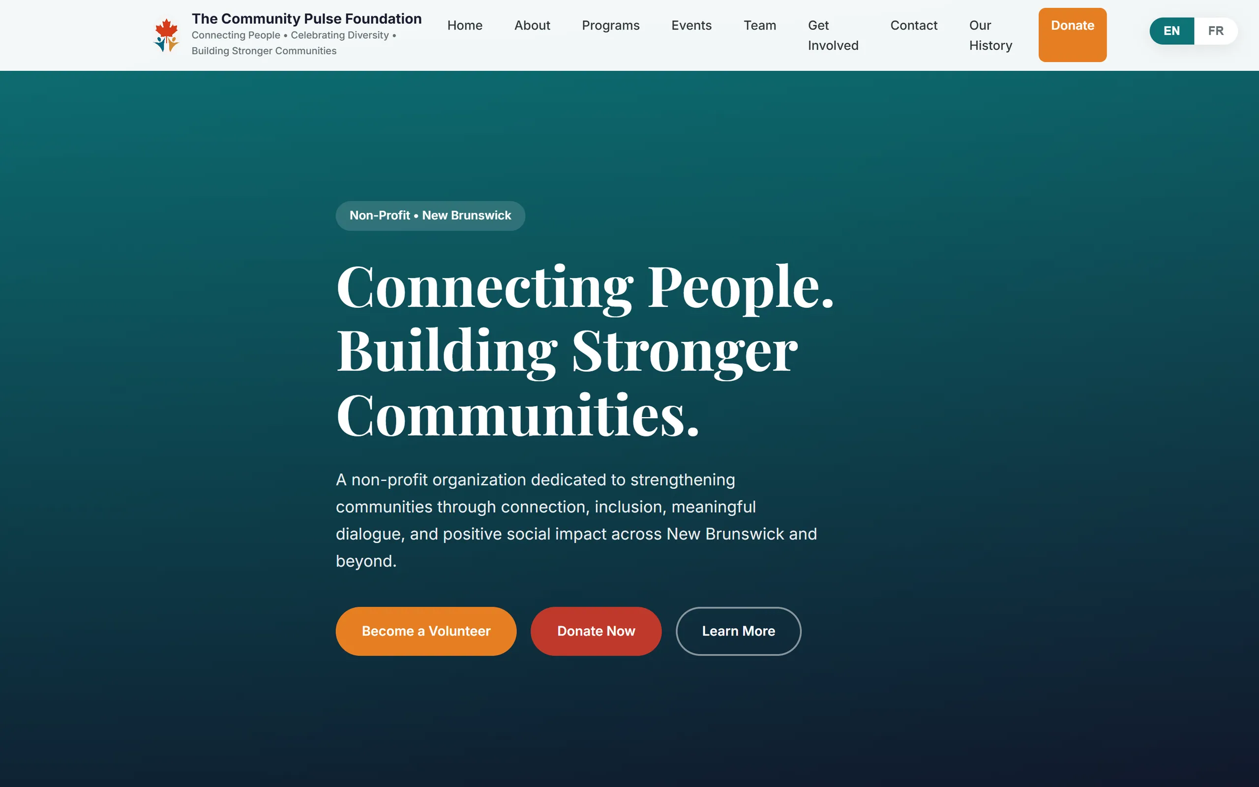 The Community Pulse Foundation website, designed and developed by WianTribe