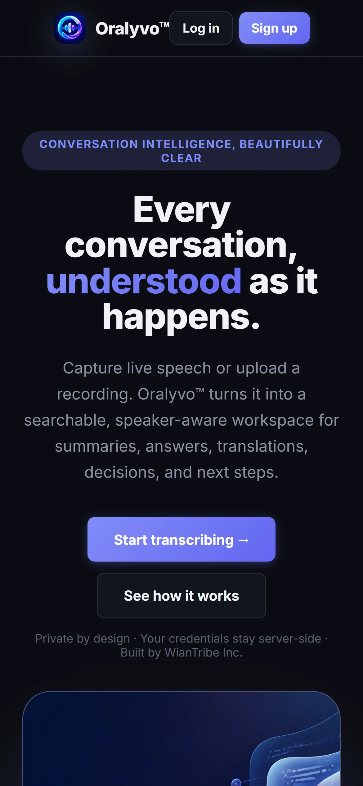 The Oralyvo homepage on a phone